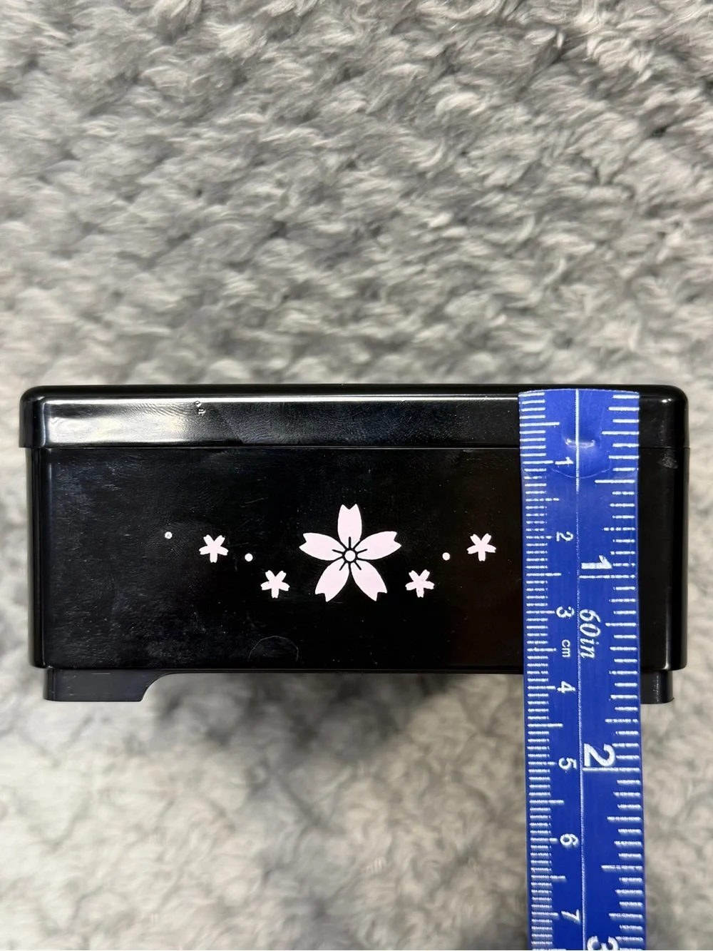 Japanese Cherry Blossom Bento Decorative Storage Box Lacquer Black 3.5/3.5/1.625